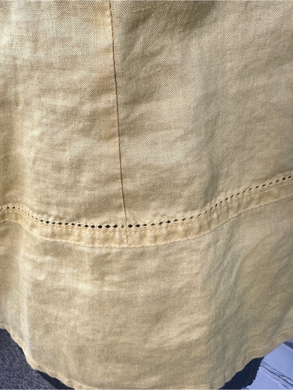 Cleopatra Linen Sleeveless Blouse Button Front XL Yellow Lagenlook Boho Festival - Picture 6 of 13